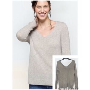 41 Hawthorn Gray Double V Wool Blend Casual Soft Long Sleeve Sweater Small